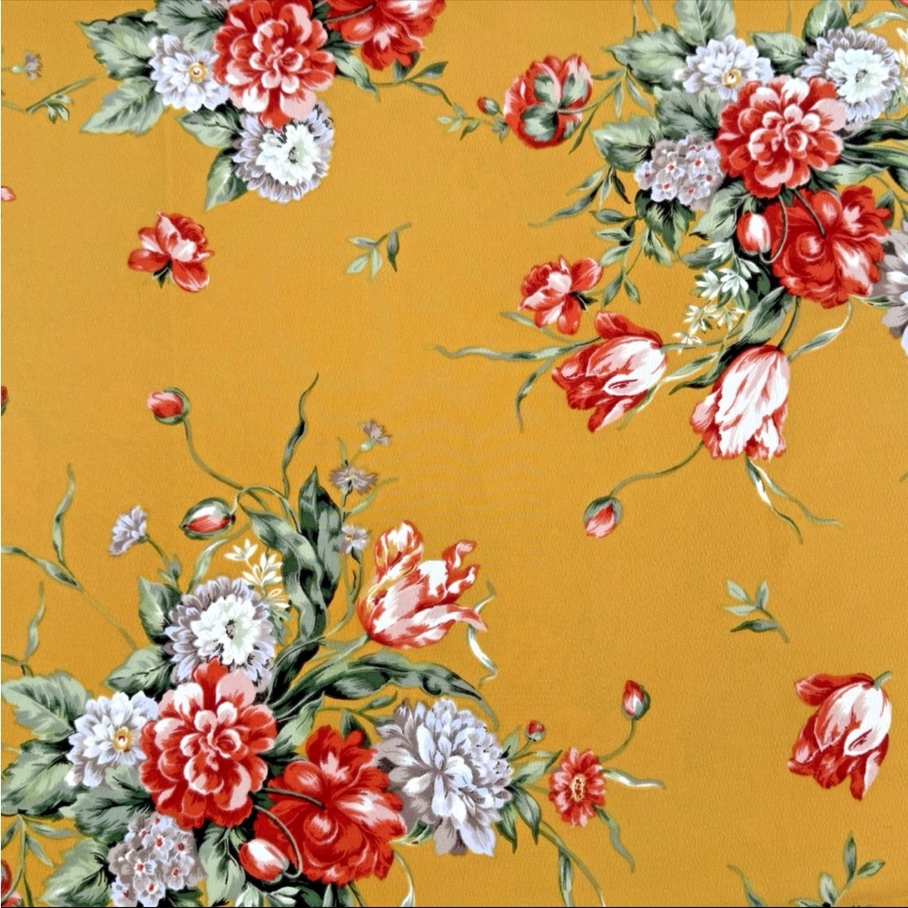 JoAnn Fabric Made In Korea Mustard Floral Apparel Rayon 1 yard x 60"w Neutrals